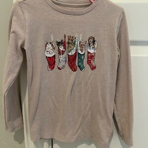 Crewcuts Beige Long Sleeve Shirt with Animal Stocking Design
